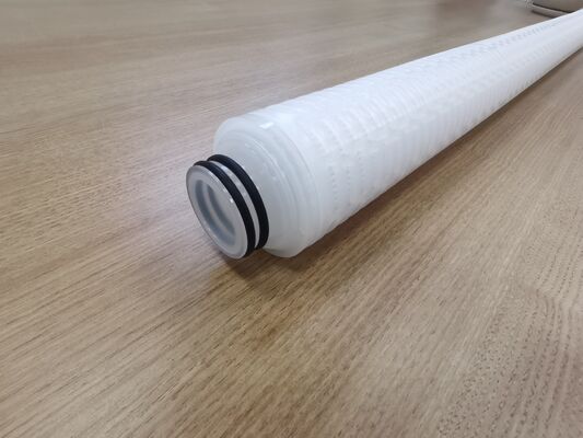40-inch PTFE-plisséfilterpatroon met PTFE-membraan voor chemische en zeer zuivere vloeistoffiltratie met hoge stroomsnelheid
