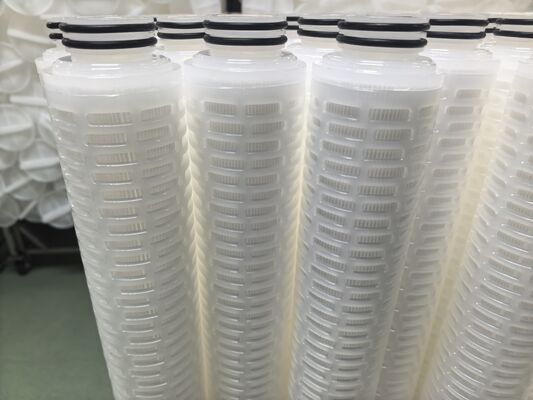 40-Inch PTFE Pleated Filter Cartridge with PTFE Membrane for High Flow Rate Chemical and High-Purity Liquid Filtration